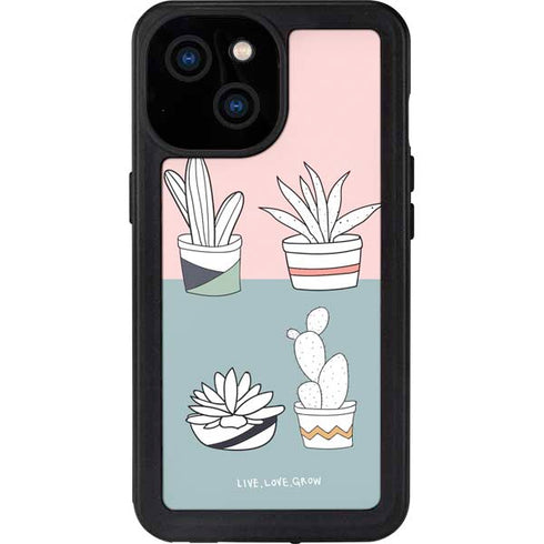 Succulent Sketch iPhone 15 Waterproof Case